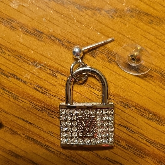 Louis Vuitton Crystal Embellished Padlock Upcycled Earrings-Pierced - Picture 4 of 4